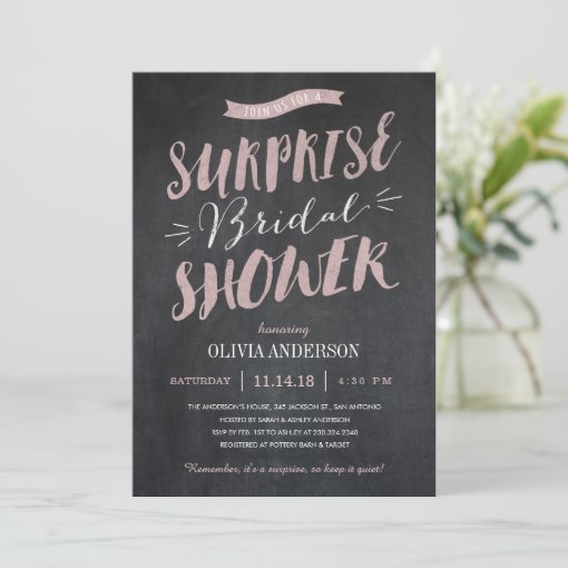 Surprise Bridal Shower Invitations Chalked Zazzle