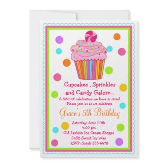 Surprise  Candy Cupcake Birthday Invitation