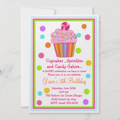 Surprise  Candy Cupcake Birthday Invitation