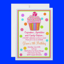 Surprise  Candy Cupcake Birthday Invitation