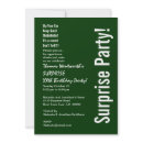 SURPRISE Custom Year Birthday Modern Green White invitation