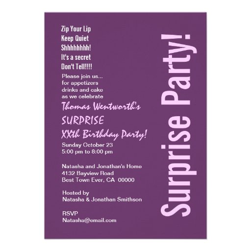 SURPRISE Custom Year Birthday Modern Magenta Pink Custom Invitation