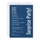 SURPRISE Custom Year Birthday Modern Navy White invitation