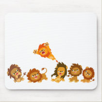 "Surprise!!" Cute Cartoon Lions Mousepad by Lioness_Graphics "Surprise!!" Cute Cartoon Lions Mousepad