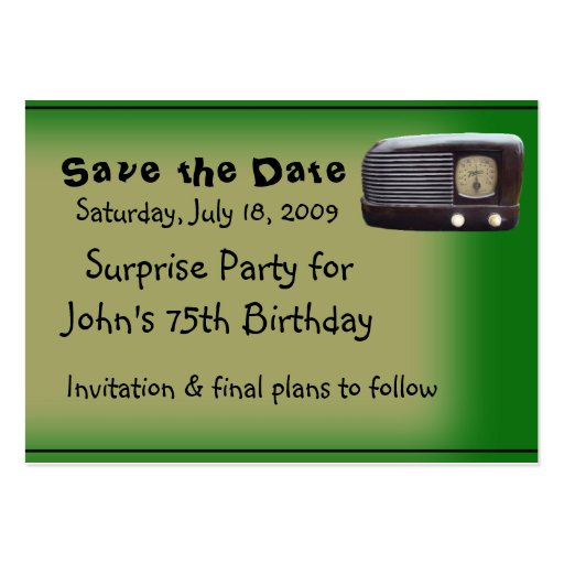 Surprise Party Business Cards (front side)