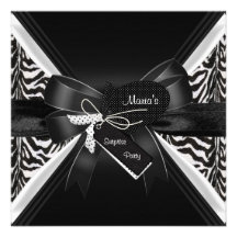 Surprise Party Zebra Black White Bow Invites