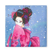 Surprise Snow Magnet, Maiko Geisha Art magnet