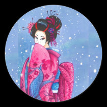 Surprise Snow Sticker, Large, Maiko Geisha Art