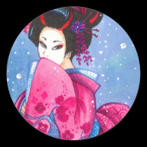 Surprise Snow Sticker, Small, Maiko Geisha Art