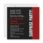 SURPRISE Year Birthday Modern Black Red White Invites