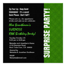 SURPRISE Year Birthday Modern Bright Green V01G Custom Invites