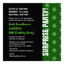 SURPRISE Year Birthday Modern Green Stars V01H Custom Invites