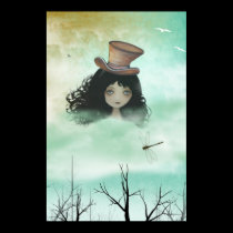 Surreal Art Poster - Head in the Clouds posters