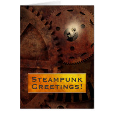 Surreal Custom Steampunk Gears Robot Engineer Card