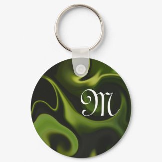 Surreal Electric Green Swirl Monogramm Keychain keychain