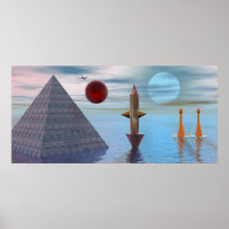 Surreal Pyramid Landscape Poster posters