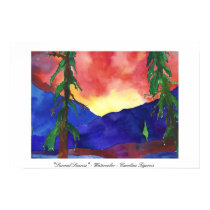 "Surreal Sunrise" - Watercolor - Caroline Tigeress posters