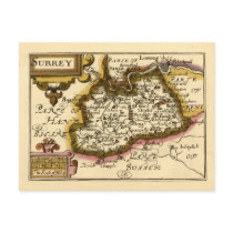 Surrey County Map, England postcards by ZephyrusBooks Surrey County Map, England postcards