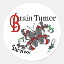 Survivor 6 Brain Tumor Round Stickers