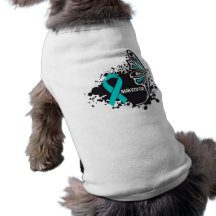 Survivor Abstract Butterfly Ovarian Cancer Doggie Tee