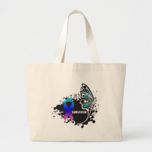 Survivor Abstract Butterfly Thyroid Cancer Canvas Bag