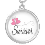 Survivor Butterfly Ribbon Breast Cancer Survivor necklaces