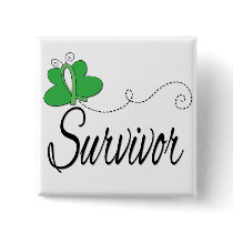 Survivor Butterfly Ribbon Kidney Cancer Pinback Buttons