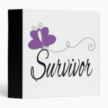 Survivor Butterfly Ribbon Pancreatic Cancer 3 Ring Binder