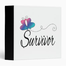 Survivor Butterfly Ribbon Thyroid Cancer Vinyl Binder