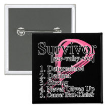 Survivor Definition - Breast Cancer Pins