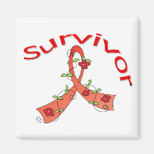 Survivor Flower Ribbon Blood Cancer Magnets