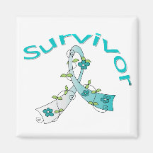 Survivor Flower Ribbon Cervical Cancer Refrigerator Magnet