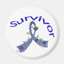 Survivor Flower Ribbon Rectal Cancer Magnet