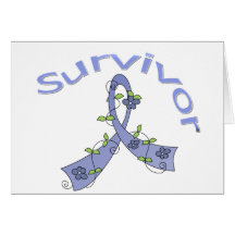 Survivor Flower Ribbon Stomach Cancer Greeting Cards