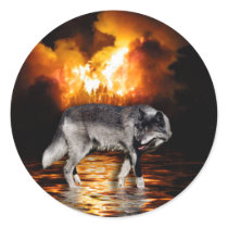 "Survivor" Grey Wolf Stickers by HANDPRINTS "Survivor" Grey Wolf Stickers