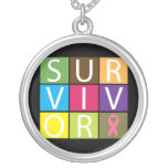 Survivor Squares Breast Cancer II necklaces
