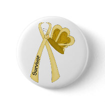 Survivor- Yellow Awareness Ribbon buttons by AwarenessAlley Survivor- Yellow Awareness Ribbon buttons