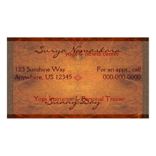 Surya Namaskara Standard Card Business Card Templates (front side)