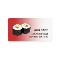 sushi, address, shipping, label, Label with custom graphic design