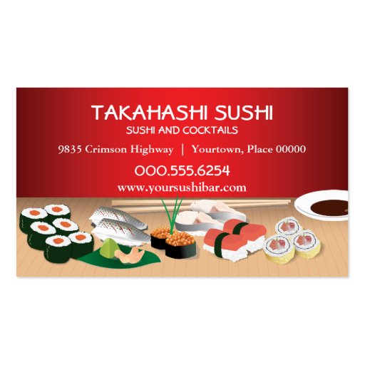 Sushi Bar Business Card Templates (front side)
