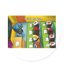 Sushi Bar Exam Funny Tees Mugs Gifts Etc. Round Stickers