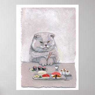 Sushi Cat Print - Mr. Grumps print