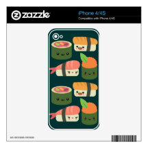 Sushi Friends Decal For iPhone 4