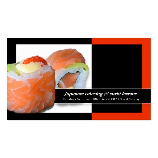 Sushi Japanese restaurant catering lessons Business Card (front side)