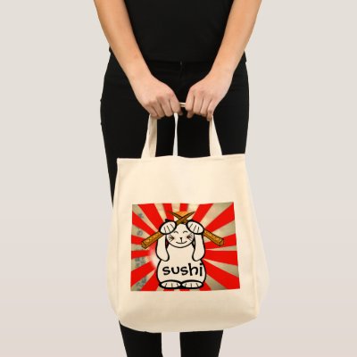 Sushi Maneki Neko Tote Tote Bags by samack