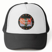 Sushi Nation White Trash Hat w/ Logo by DinnerPartyNation Sushi Nation White Trash Hat w/ Logo