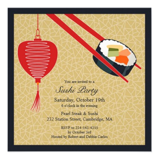 Sushi Party Flat Invitation (front side)