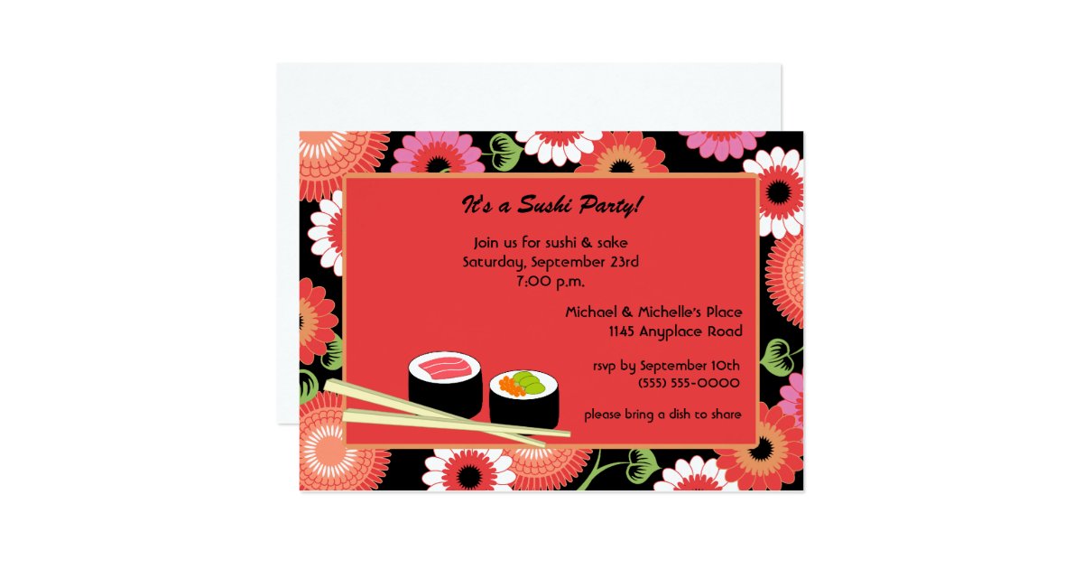 Sushi Party Invitation Zazzle
