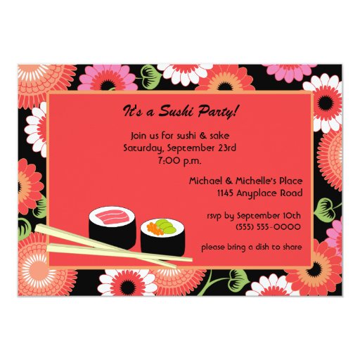 Sushi Party Invitation Zazzle