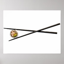 Sushi Roll & Chopsticks - Customized Template Poster
